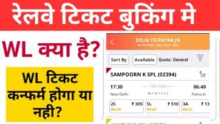 WL ka matlab kya hota hai  WL ticket confirmation chances  WL Waiting List means in hindi [upl. by Ardeth]