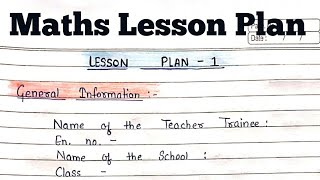 Mathematics Lesson Plan [upl. by Aikenat587]