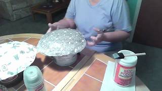 How to decoupage a glass plate with fabric [upl. by Iccir]