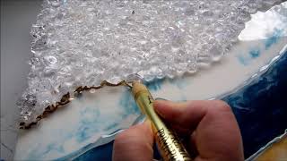 Geode Resin Art Tutorial 🤩 Extreme Bling  Gold Blue and White 🧐 👌👌 [upl. by Sproul555]