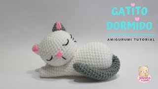 GATITO DORMIDO Amigurumi Tutorial Patron en Descripcion traducido Ingles [upl. by Hickie]