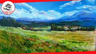 How to Paint a Landscape with acrylics step by step SUBTITLED [upl. by Collette271]