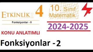 10 Sınıf MEB Kazanım Kavrama Testleri  2024 2025  Etkinlik 4  Fonksiyonlar 2  YKS Matematik [upl. by Gebelein]