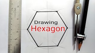 How to draw hexagon with using compass  Engineering Drawing [upl. by Ver]