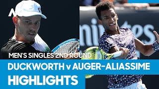 James Duckworth vs Felix AugerAliassime Match Highlights 2R  Australian Open 2021 [upl. by Eldrida]