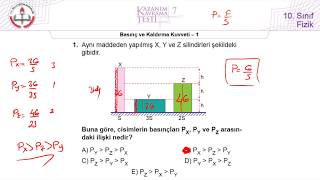 10Sınıf MEB Fizik Kazanım Kavrama Testi7 Basınç ve Kaldırma Kuvveti1 20192020 [upl. by Siffre]