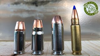 9mm vs 357 Sig vs 10mm vs 57x28mm vs Ballistic Gel [upl. by Ateekan852]