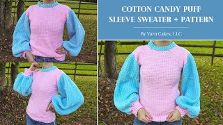 How To Crochet A Cotton Candy Puff Sleeve Sweater  DIY Tutorial amp Pattern [upl. by Hnah]