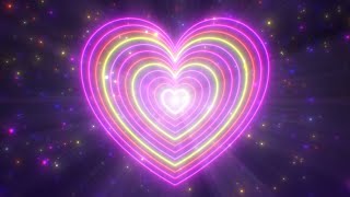 Spinning Neon Love Heart Shapes Glow and Abstract Romantic Valentine 4K Motion Background for Edits [upl. by Abramson330]