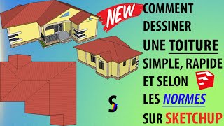 Sketchup  COMMENT DESSINER UNE TOITURE SANS CHARPENTE [upl. by Bibi]