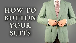 How To Button A Suit Jacket Blazer Vest Overcoat amp Tuxedo  Mens Suits Buttoning Guide [upl. by Ial]