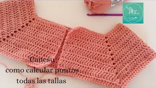 COMO CALCULAR PUNTOS DE INICIO CANESU  Tejido a Cochet  Todas las Tallas [upl. by Hortensa371]