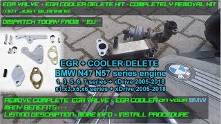 BMW N47 N57 EGR VALVE  EGR COOLER DELETE KIT  COMPLETE [upl. by Ahsem471]