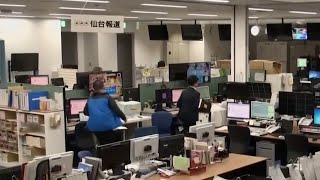 Dramatic footage captures moment earthquake hits northern Japan triggering a tsunami advisory [upl. by Nauqit]