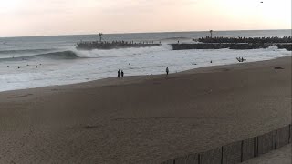 Surfing Manasquan Inlet during Hurricane Gonzalo [upl. by Irianat]