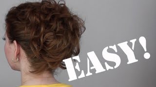 Hair Tutorial A Quick Easy and Messy Updo for Curly Hair [upl. by Mail]