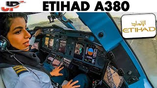 ETIHAD AIRBUS A380 Takeoff Abu Dhabi  Flight Deck GoPro View [upl. by Nalyac]