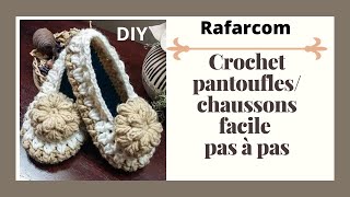 Crochet Pantoufles Chaussons facile Pas à Pas part 1 [upl. by Ablem15]