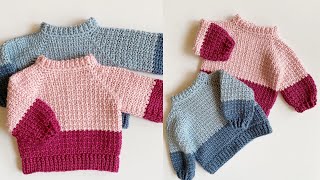 Crochet Mesh Stitch Baby Sweater [upl. by Adnarahs]