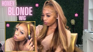 Half Up Half Down Install w A Honey Blonde Wig 🌸🔥🔥🔥  UNICE HAIR COMPANY [upl. by Lednar]