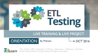 ETL Testing Live Training amp Live Project for Beginners Overview [upl. by Jacky]