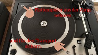 Dual Plattenspieler aus der Zarge nehmen und für den Transport sichern [upl. by Sylvie]