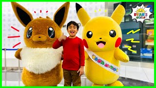 Ryan Meets Pikachu and Eevee at Pokemon Center Tokyo DX [upl. by Milty]