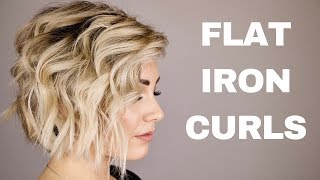 HOW TO CURL WITH A FLAT IRON  short hair [upl. by Talanta]