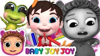 The Crayon Family Song  Finger Family Song  Learn Colors  Baby Joy Joy [upl. by Aneetsirhc]