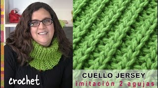 Cuello quotjerseyquot elástico imitación 2 agujas tejido a CROCHET  Tejiendo Perú [upl. by Ynohtnael118]