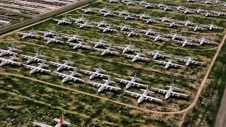 Aerial View Of The Aircraft Boneyard At DavisMonthan AFB [upl. by Ilagam545]