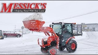 How to clear snow using your loader  Kubota B2650 Cab Compact Tractor [upl. by Vogeley531]